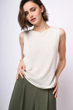 Gilet in maglia misto viscosa e lino