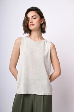 Gilet in maglia misto viscosa e lino