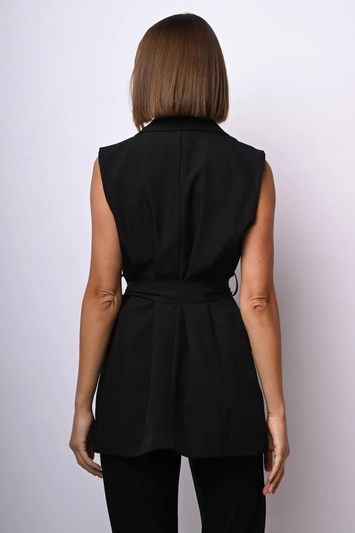 Gilet monopetto con cintura