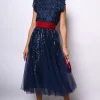 Gonna midi in tulle con paillettes