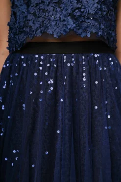 Gonna midi in tulle con paillettes