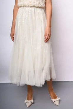 Gonna midi in tulle con paillettes