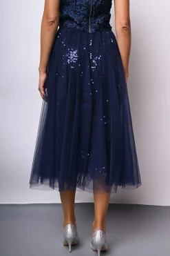 Gonna midi in tulle con paillettes