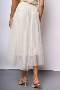 Gonna midi in tulle con paillettes