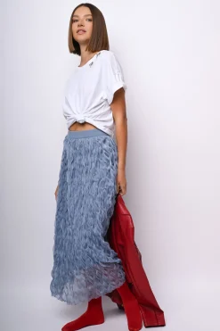 Gonna midi in tulle ondulato