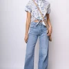 Jeans a gamba ampia sfrangiati