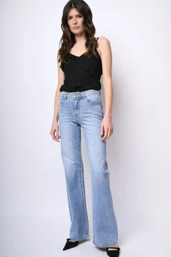 Jeans a gamba dritta con strass