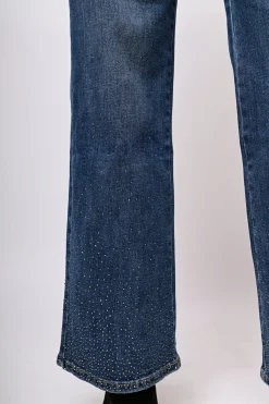 Jeans palazzo con strass