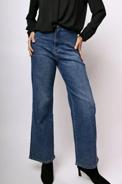 Jeans palazzo con strass