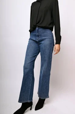 Jeans palazzo con strass