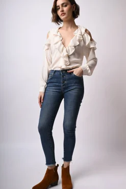 Jeans skinny con bottoni