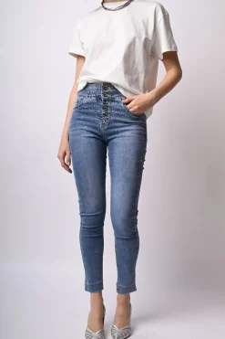 Jeans slim-fit con strass
