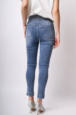 Jeans slim-fit con strass