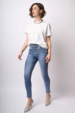 Jeans slim-fit con strass