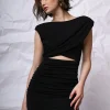 Mini abito arricciato con cut-out