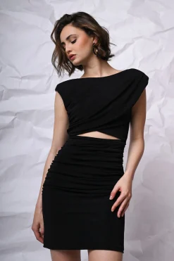 Mini abito arricciato con cut-out