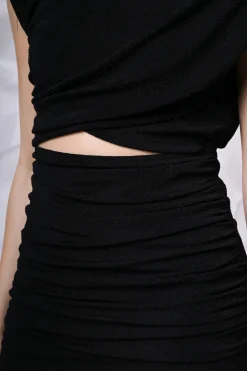Mini abito arricciato con cut-out