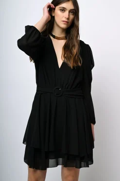 Mini abito in chiffon a balze