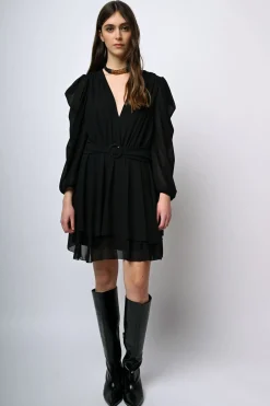 Mini abito in chiffon a balze