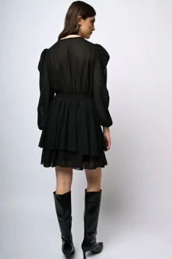 Mini abito in chiffon a balze