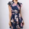 Mini abito in georgette lurex a stampa floreale