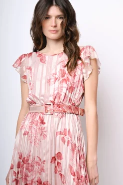 Mini abito in georgette lurex a stampa floreale