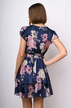 Mini abito in georgette lurex a stampa floreale