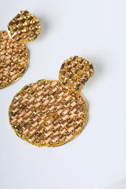 Orecchini a cerchi piatti con strass