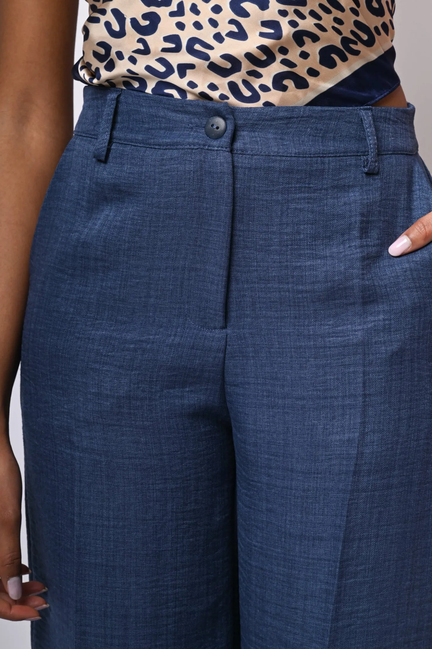Pantalone palazzo in tessuto fiammato