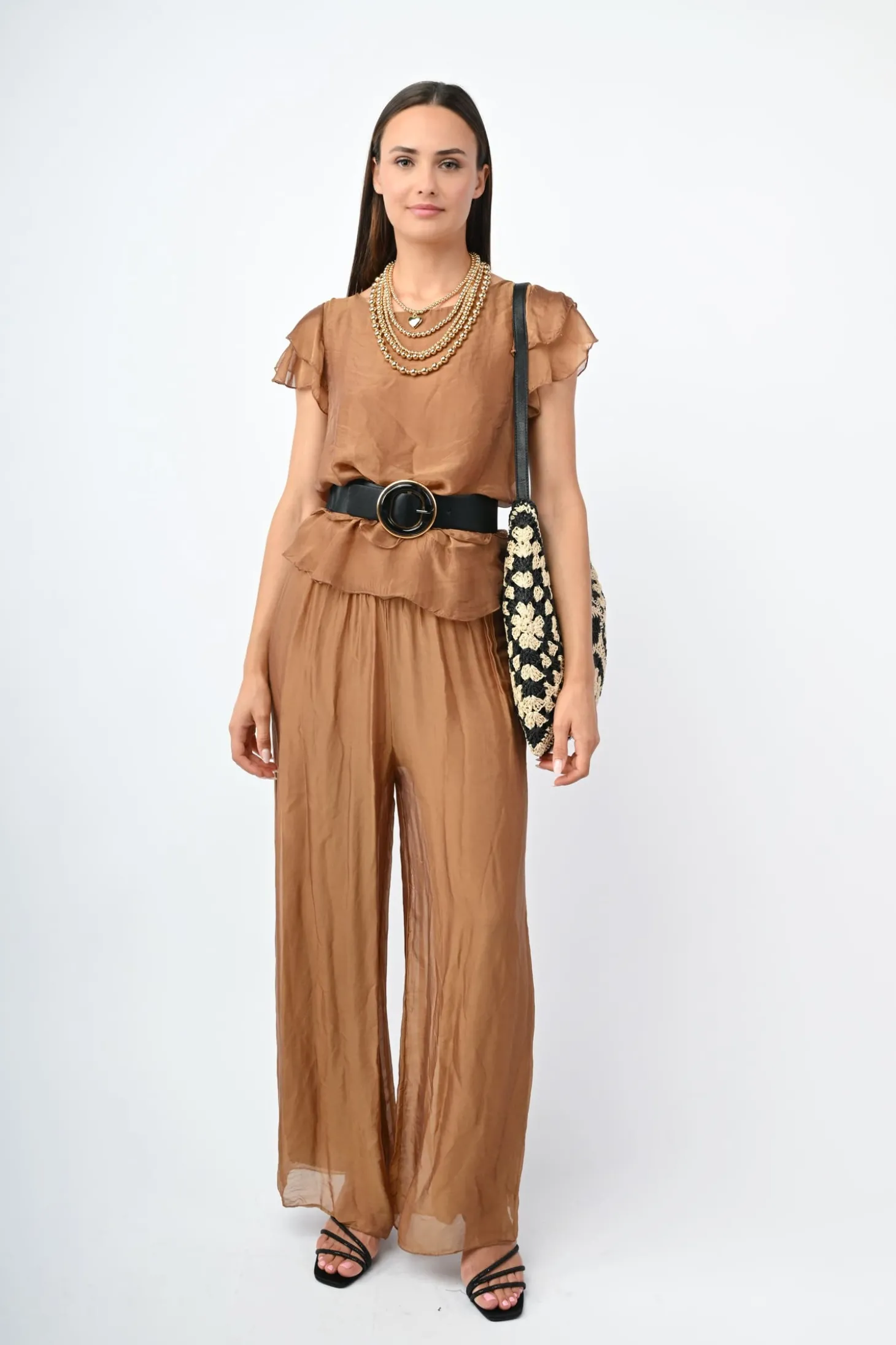 Pantalone palazzo misto seta