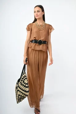 Pantalone palazzo misto seta