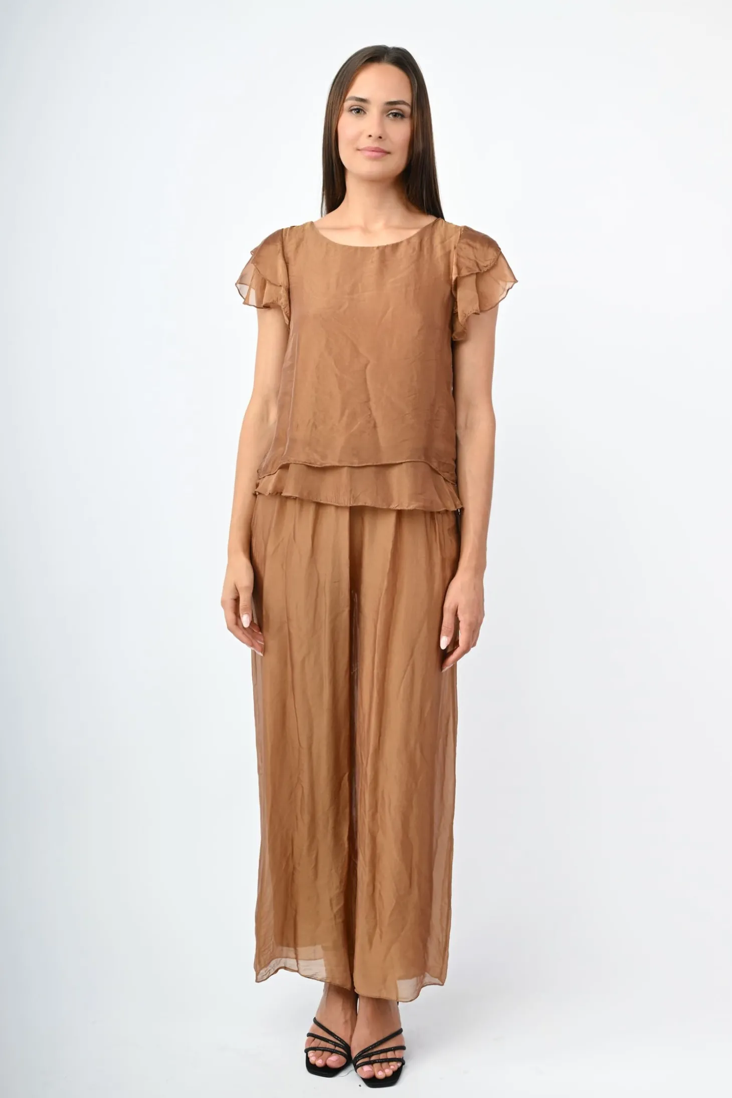 Pantalone palazzo misto seta