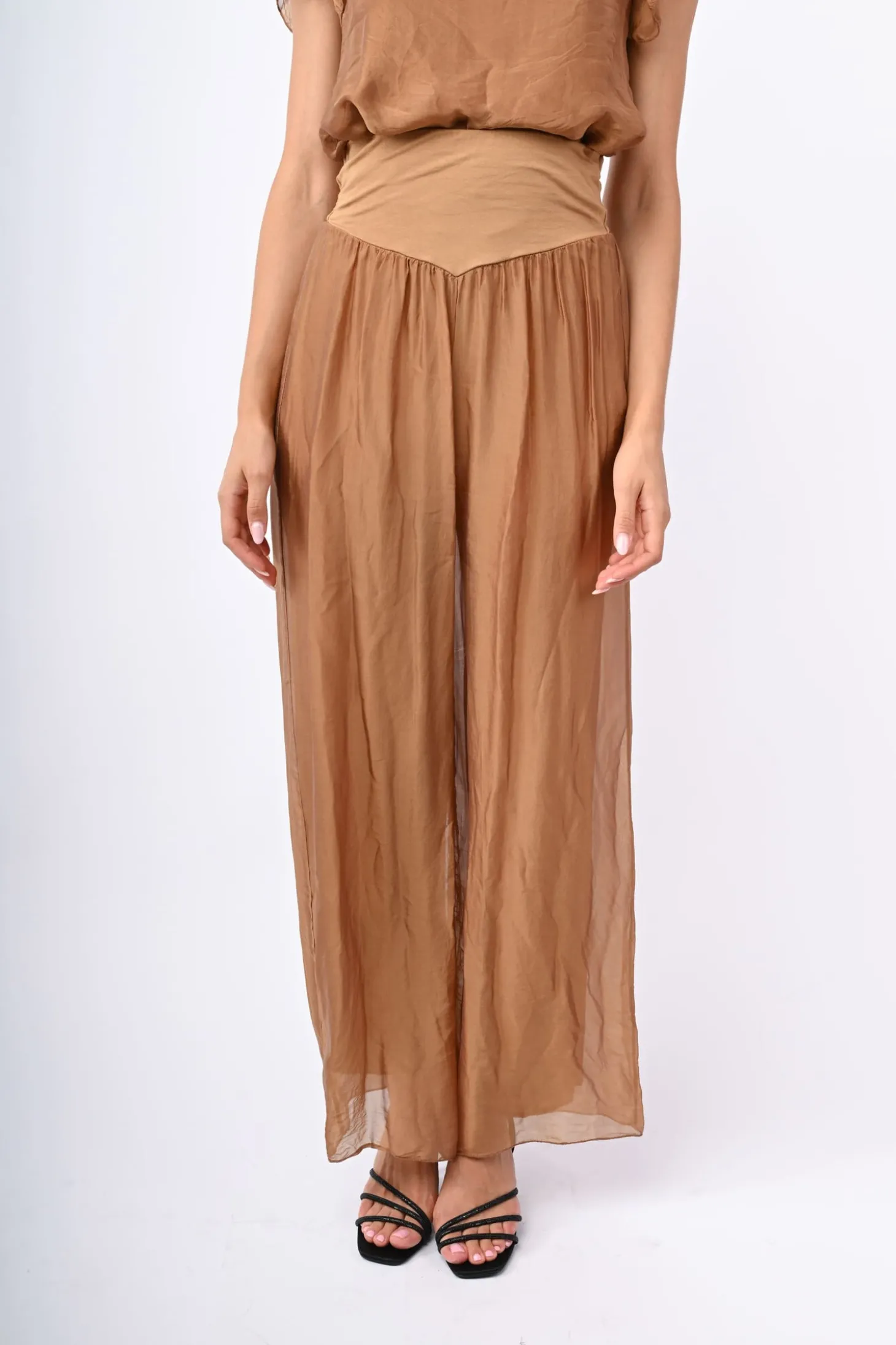 Pantalone palazzo misto seta