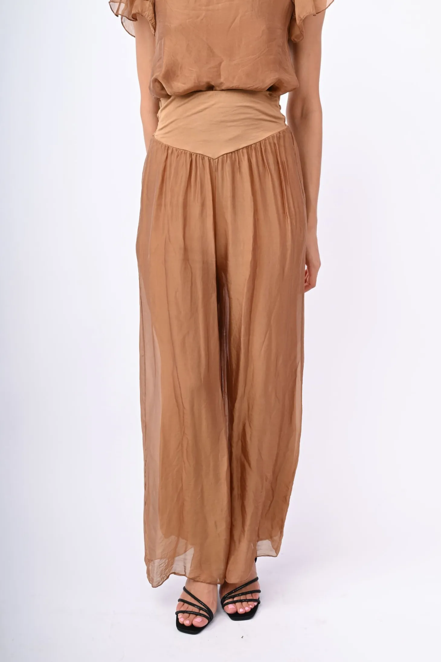 Pantalone palazzo misto seta