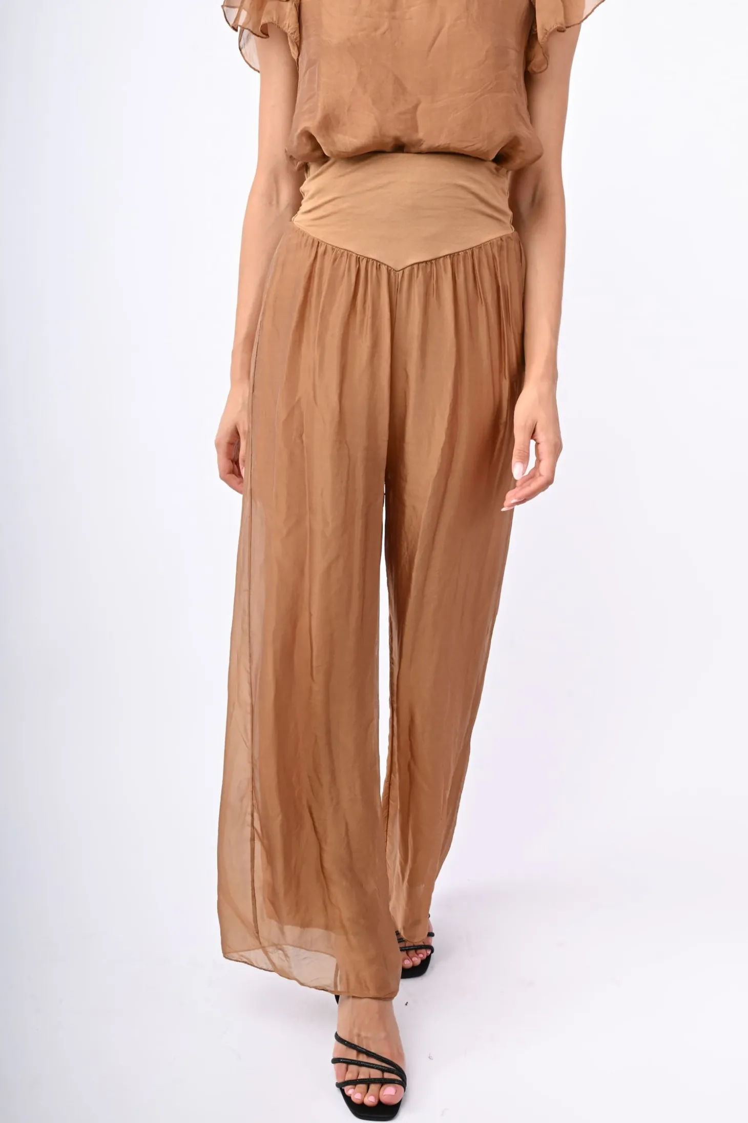 Pantalone palazzo misto seta