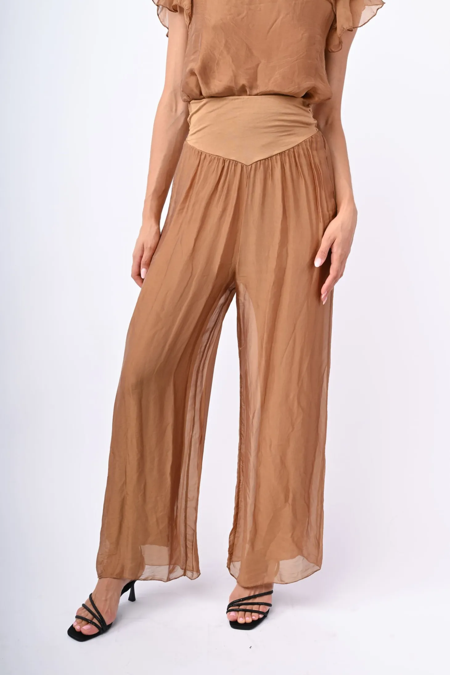 Pantalone palazzo misto seta