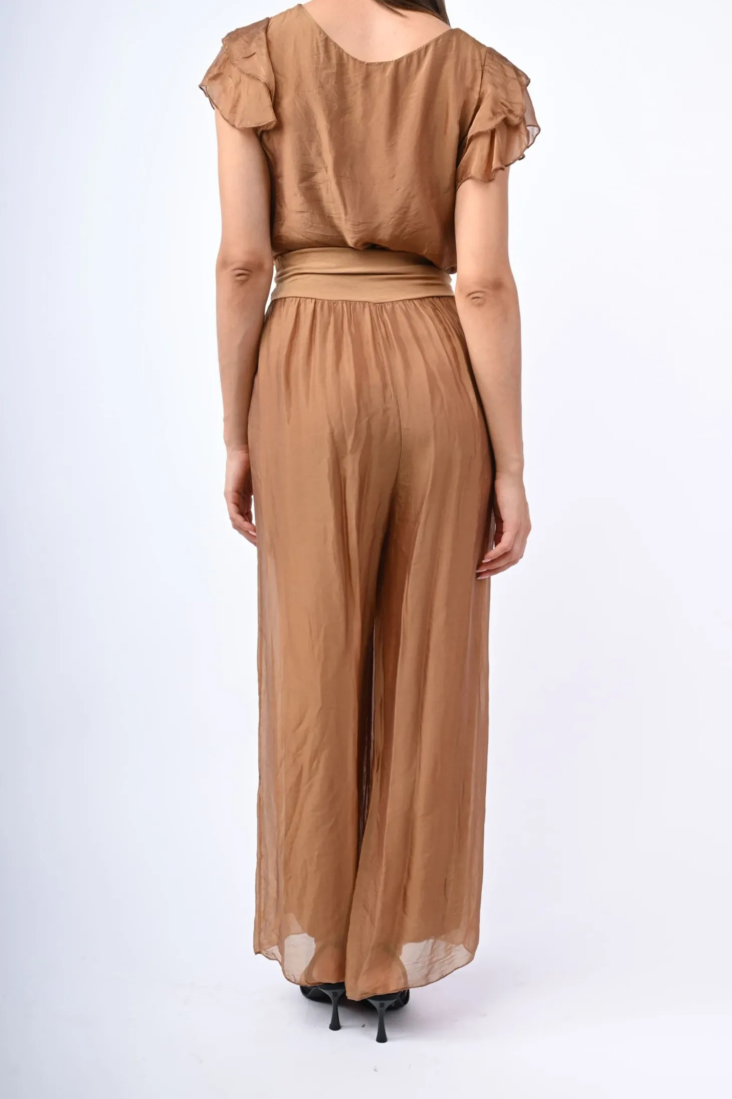 Pantalone palazzo misto seta