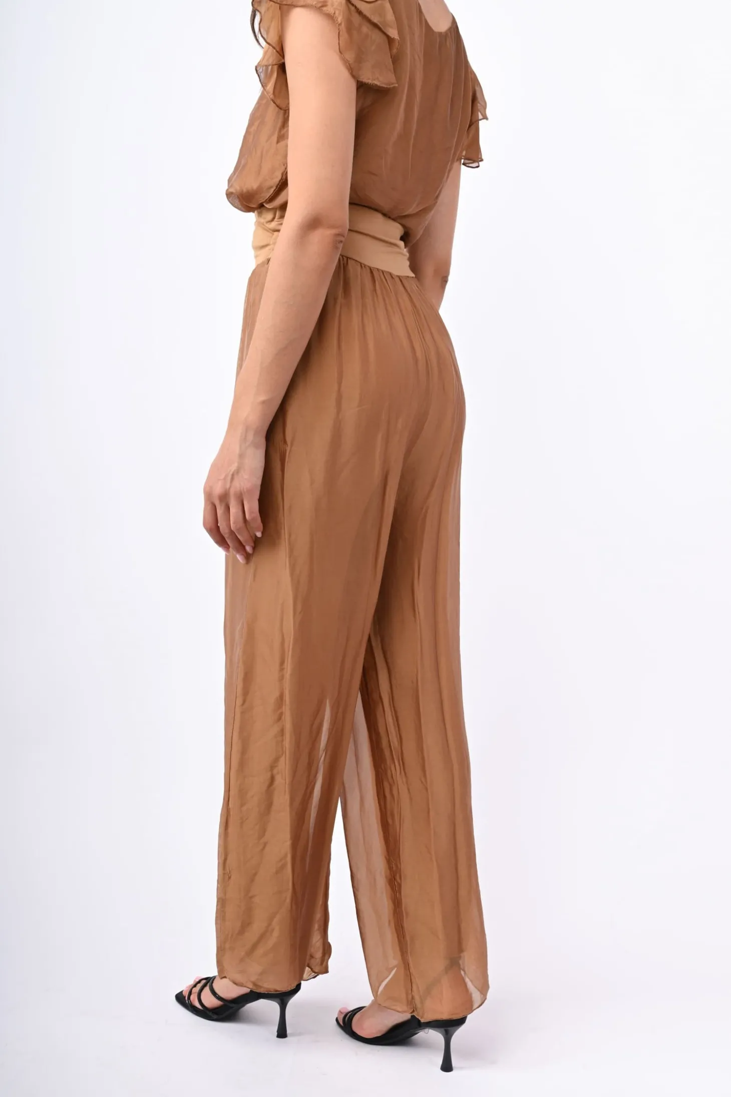 Pantalone palazzo misto seta