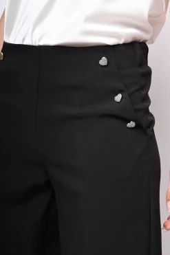 Pantaloni a ponte con bottoni gioiello