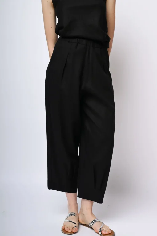 Pantaloni baggy in lino e viscosa