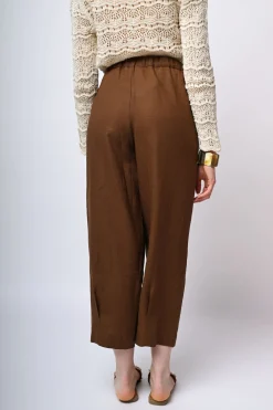 Pantaloni baggy in lino e viscosa