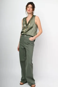 Pantaloni in drill a gamba ampia