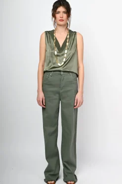 Pantaloni in drill a gamba ampia