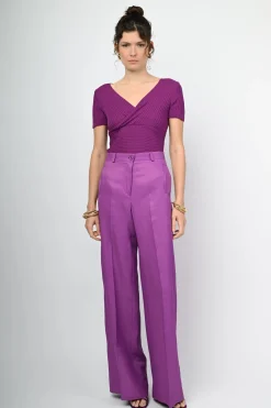 Pantaloni in lino e viscosa