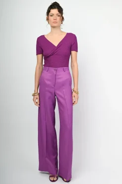 Pantaloni in lino e viscosa