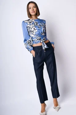 Pantaloni in tencel a gamba dritta