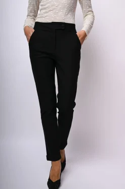 Pantaloni misto viscosa con risvolto