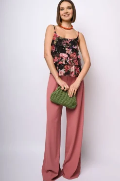 Pantaloni palazzo con passanti per cintura