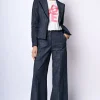 Pantaloni palazzo con vita sfrangiata