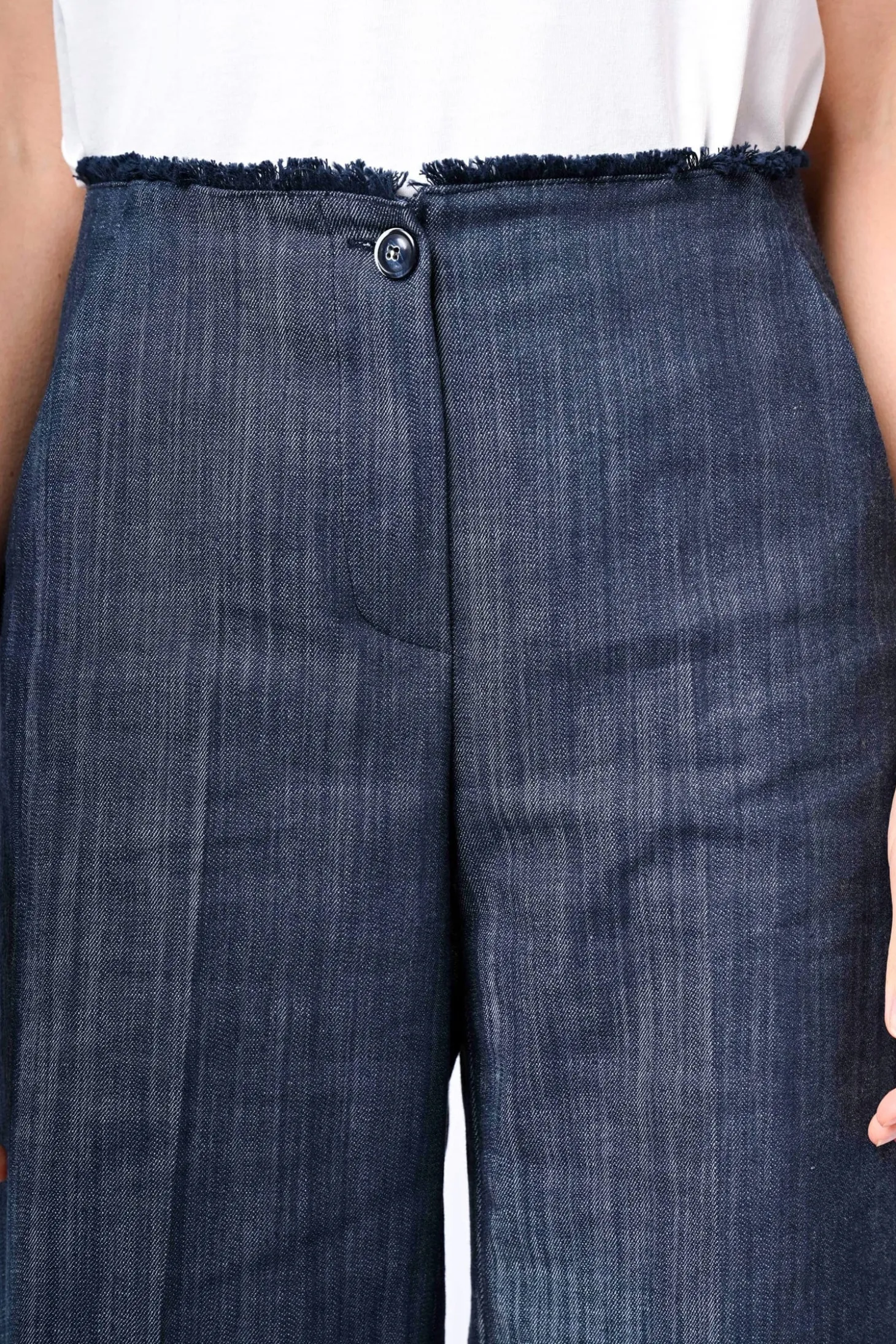 Pantaloni palazzo con vita sfrangiata